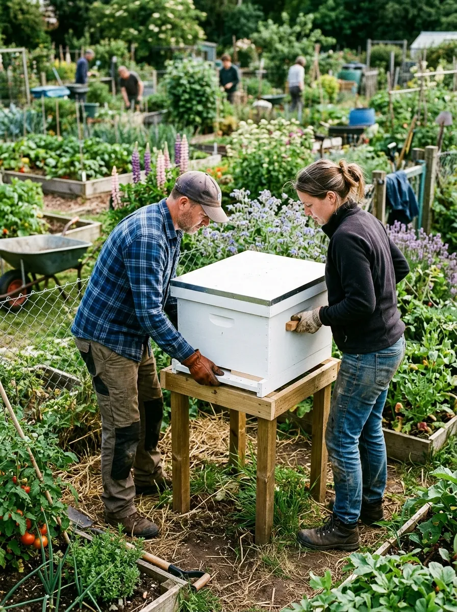 Community beehive installation at a local garden