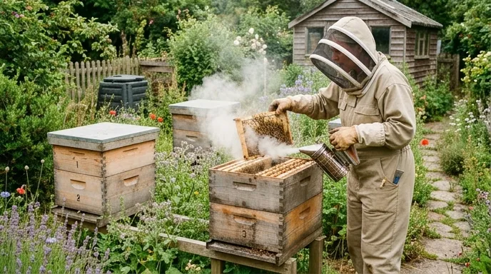 Beekeeper with smoker