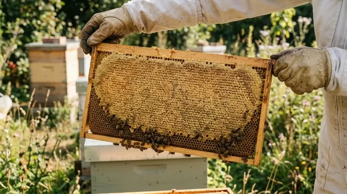 Honeycomb frame with honey